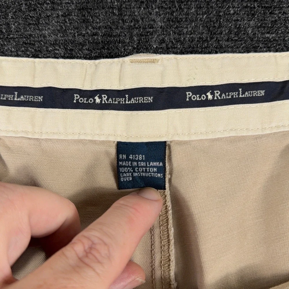 Polo Ralph Lauren Chino Shorts Pleated Cotton Twill 42 Khaki Tan Mens Casual‎